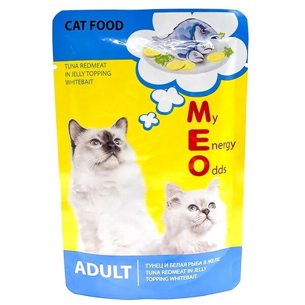 Пауч для кошек MEO тунец, белая рыба в желе