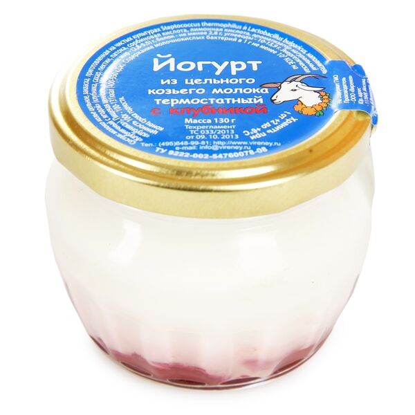 Йогурт из цельного козьего молока 2,8–5,5% с клубникой
