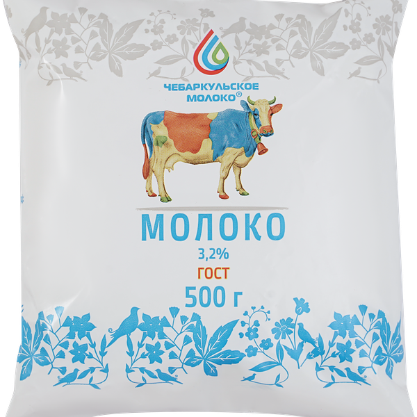 Молоко пастеризованное ЧЕБАРКУЛЬСКОЕ МОЛОКО 3,2%, без змж, 500г