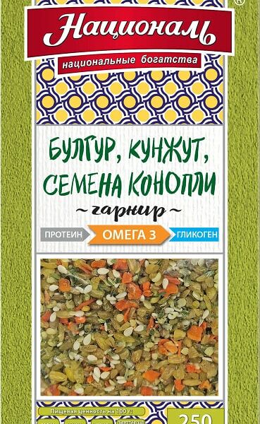 Гарнир Националь Булгур кунжут семена конопли 250г
