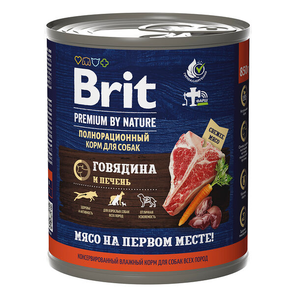Brit Premium by Nature консервы для собак (паштет) Говядина и печень