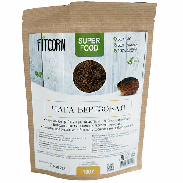 Чага берёзовая Fitcorn, 100г