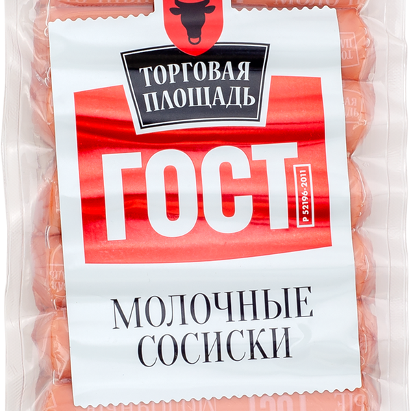 Сосиски Молочные категории Б ГОСТ ТМ Торговая площадь 350г