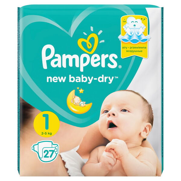 PAMPERS Подгузники New Baby-Dry Newborn (2-5 кг) Упаковка 27