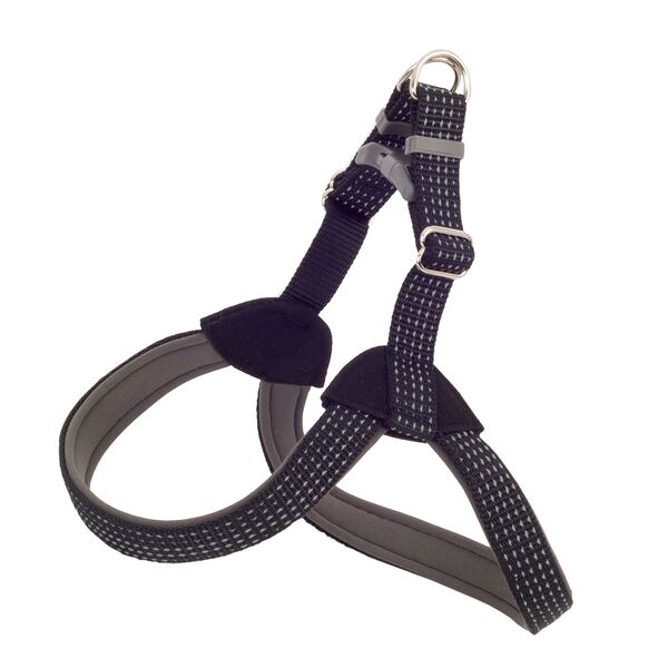 Шлейка Каскад Премиум нейлоновая светоотражающая с неопреновой подкладкой 15 мм, черная