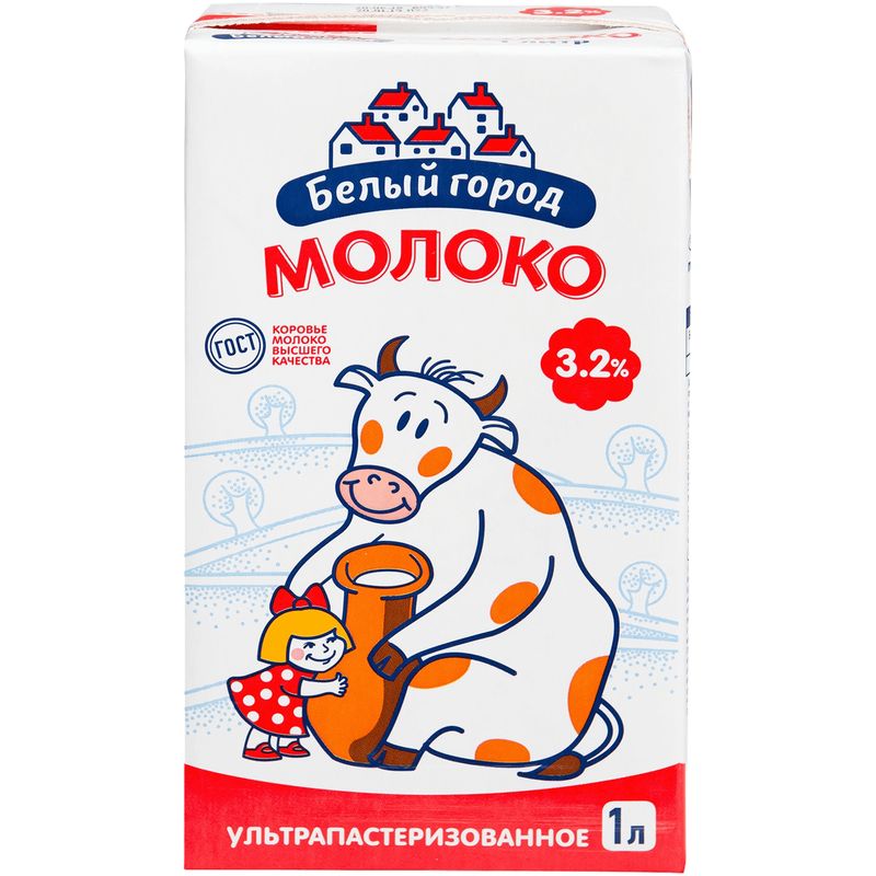 

Молоко Белый город ультрапастеризованное 3.2% 1 л