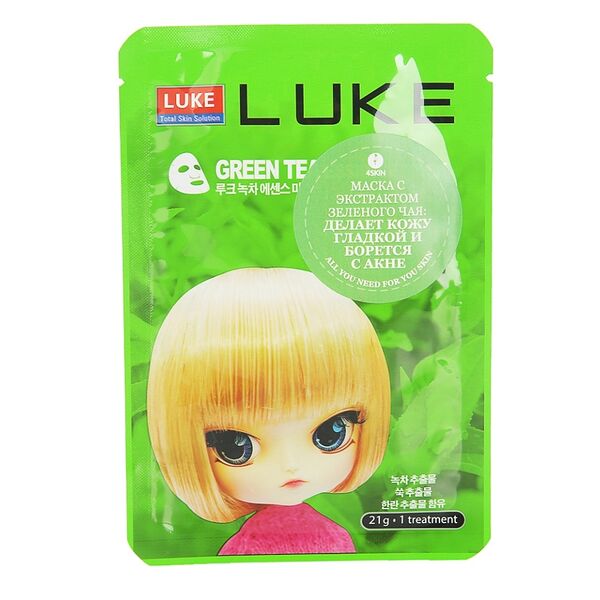 Маска для лица LUKE Green Tea Essence Mask с экстрактом зеленого чая HANWOONG 1шт Южная Корея