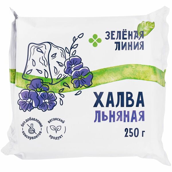 Халва Зелёная Линия льняная с семенами льна на фруктозе 250г