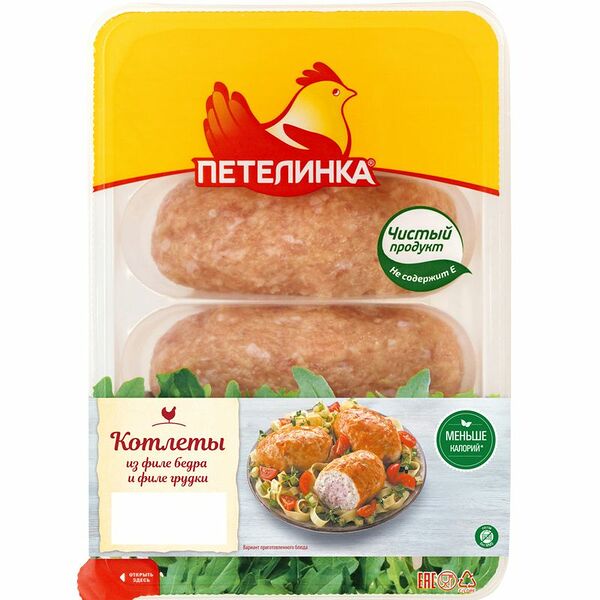 Котлеты Петелинка из филе бедра и филе грудки охлажденные 450 г