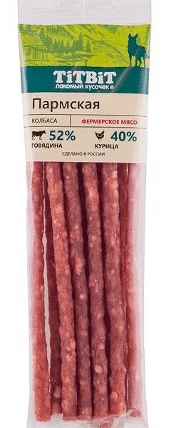 TiTBiT Колбаски Пармская для собак Золотая коллекция Курица и говядина