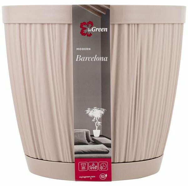 Горшок для цветов InGreen Barcelona молочный шоколад, d 270 мм