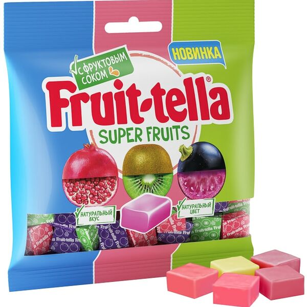 Конфеты жевательные Fruitttela Super fruit Черная смородина киви гранат 70г