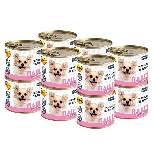 Корм для собак МНЯМС Комфортное пищеварение паштет из индейки банка 200г (упаковка - 12 шт)