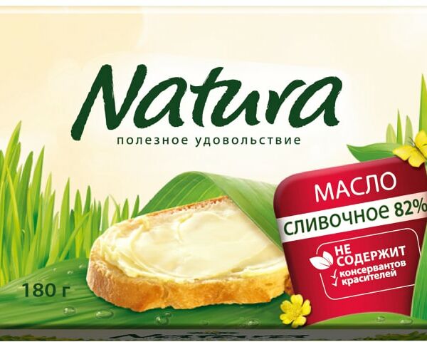 Масло сливочное Natura 82% 180г