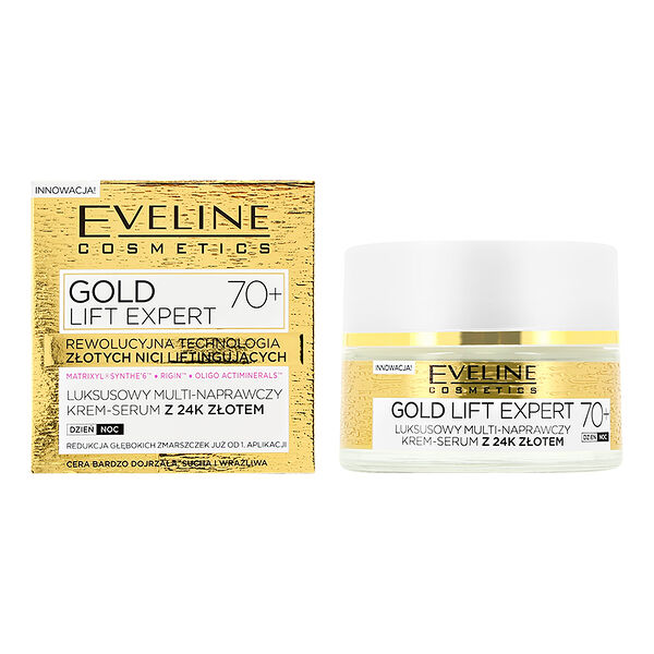 Крем-сыворотка для лица `EVELINE` GOLD LIFT EXPERT ультравосстанавливающая 70+ 50 мл