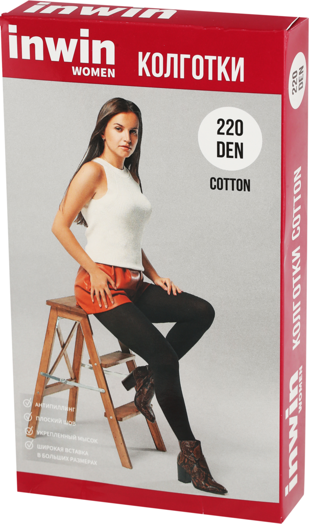

Колготки женские INWIN cotton 220 den, черные, размер 4