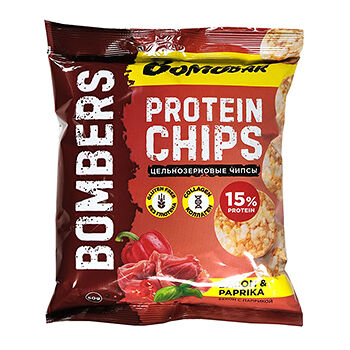 Протеиновые чипсы Bombbar цельнозерновые Бекон с паприкой (без глютена) 50 г