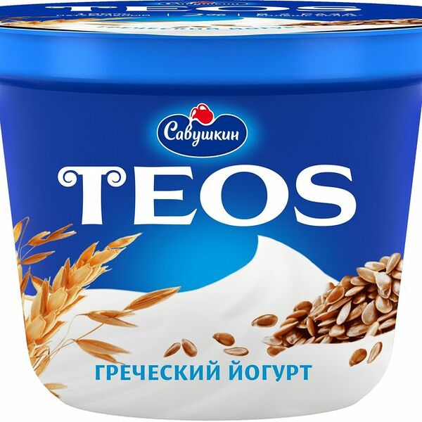 Йогурт Teos Греческий Злаки с клетчаткой льна 2%, 250г