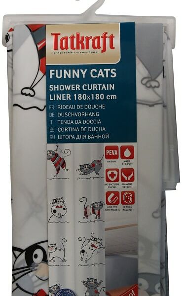 Штора для ванной комнаты Tatkraft Funny Cats Peva 180*180см