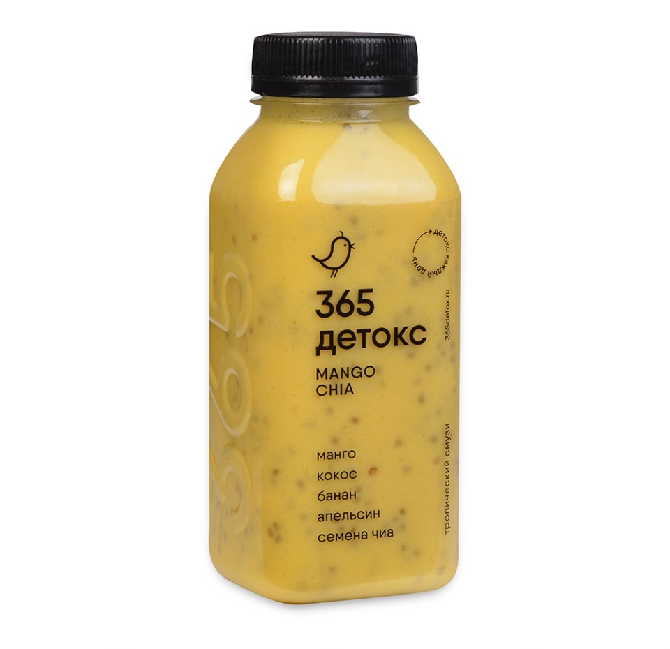 

Напиток безалкогольный смузи тропический MANGO CHIA, 365 detox, 330 мл