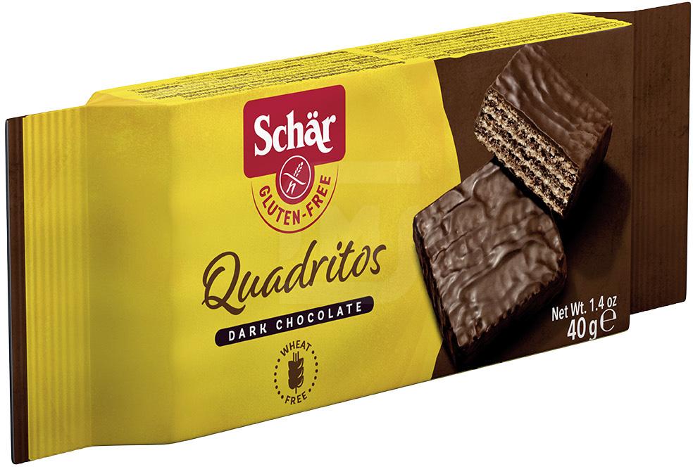 Вафли Schar в темном шоколаде Quadritos без глютена