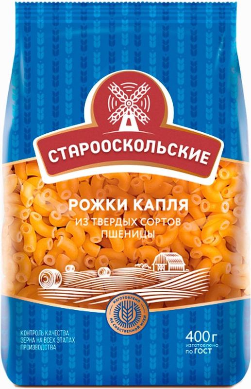 

Макаронные изделия Славна Старооскольские Рожки капля 400 г
