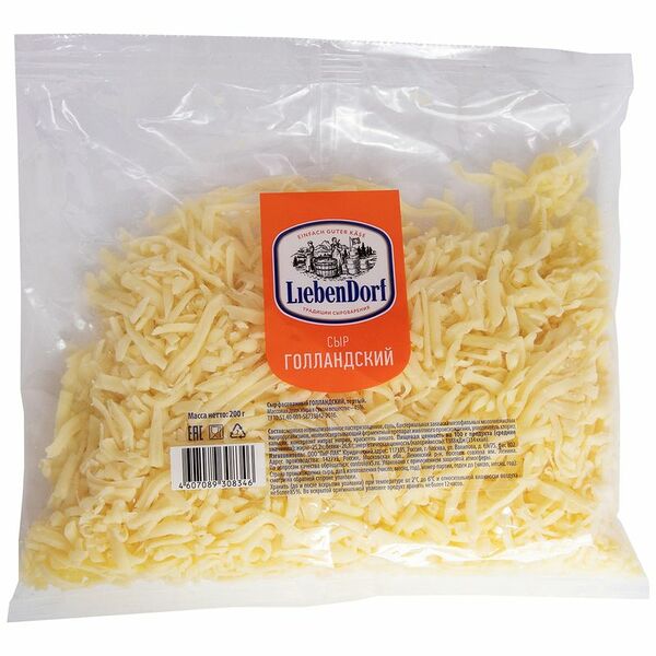 Сыр твёрдый LiebenDorf Голландский тёртый 45% 200г