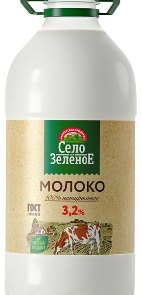 Молоко Село Зеленое пастеризованное 3.2% 1.947л