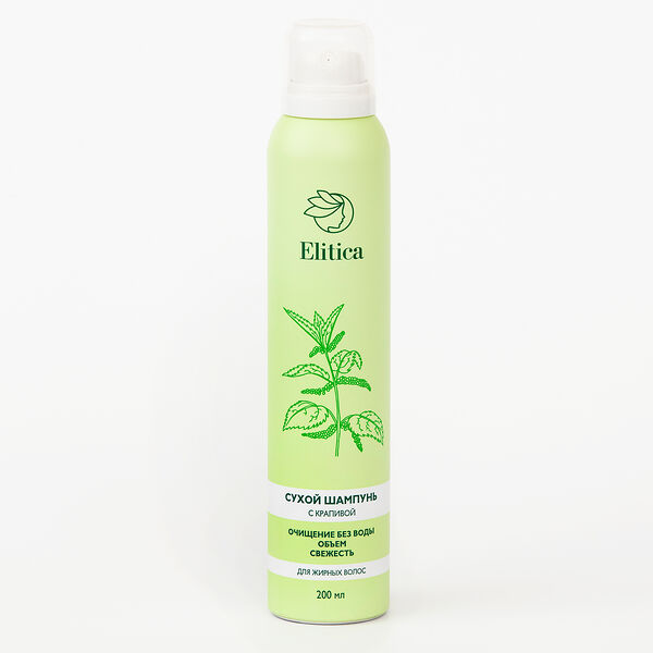 Сухой шампунь Elitica 200 мл для жирных волос с крапивой