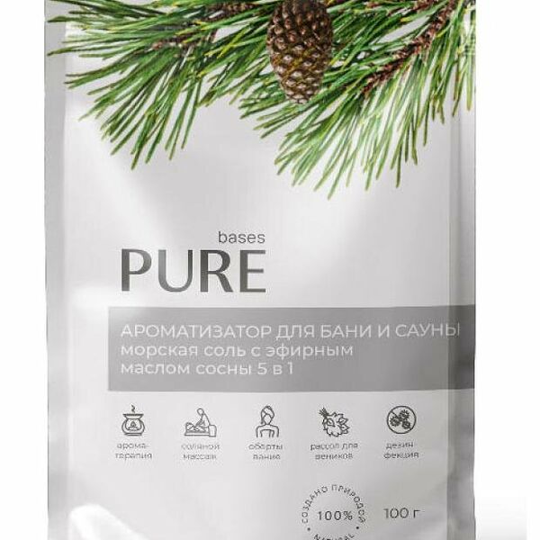 Соль для бани и сауны Pure Bases Соль и эфирное масло Сосна