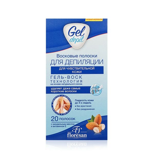 Восковые полоски Floresan Gel Depil С Миндальным Маслом и Витамином Е 20 шт