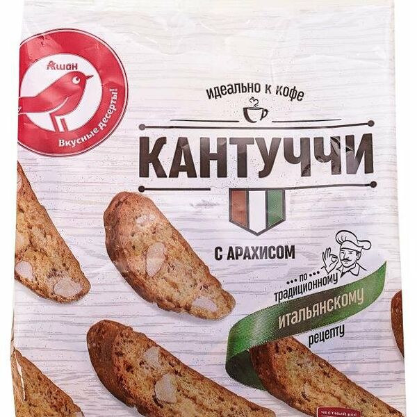 Сухари Ашан Красная птица Кантучи с арахисом