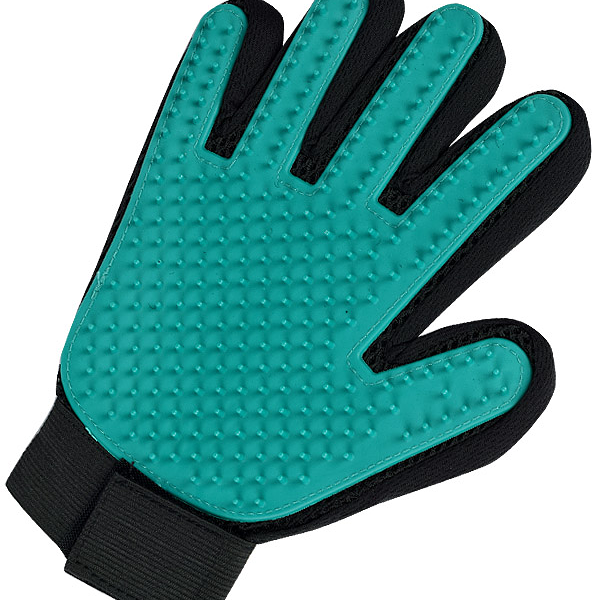 Перчатка для груминга кошек и собак, зелёная 24,0*17,0 см