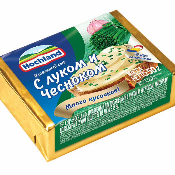 Сыр плавленый с луком и чесноком ТМ Hochland (Хохланд)