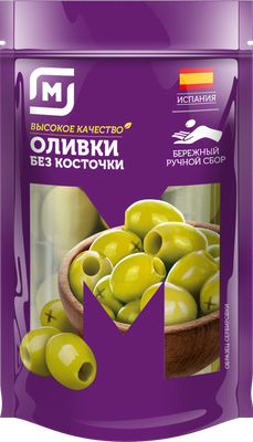 Оливки Premier of Taste зеленые без косточек, дой-пак