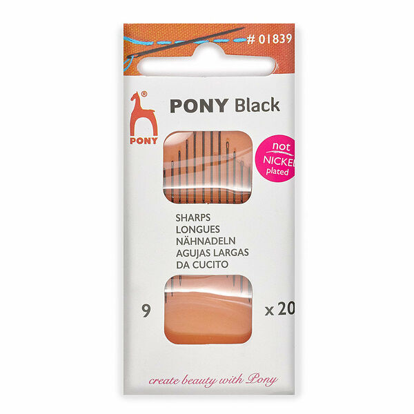 01839 Иглы ручные BLACK Sharps, №9, черный, 20 шт PONY