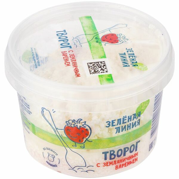 Творог Зелёная Линия с земляничным вареньем 5% 160г