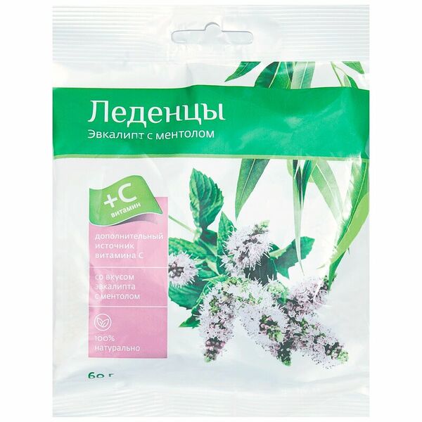 Леденцы Доктор Столетов 60 г со вкусом эвкалипта с ментолом и витамином С