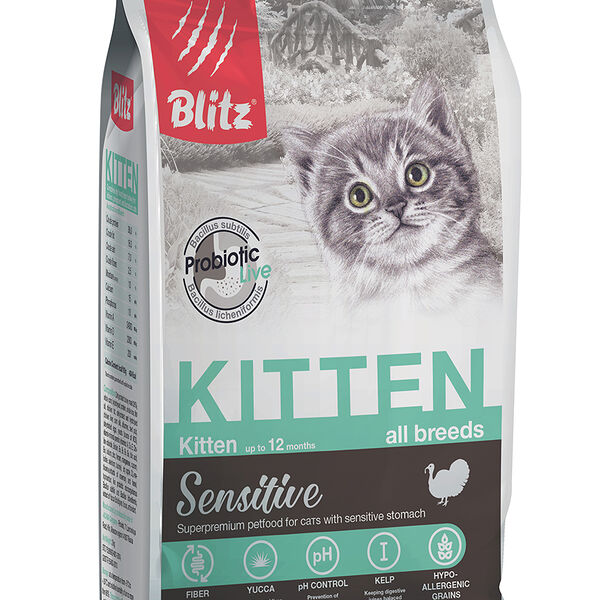Корм Blitz Cats Kitten для котят, беременных и кормящих кошек Индейка, 2кг
