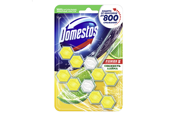 Блок для очищения унитаза Domestos Power 5 Свежесть лайма дуопак
