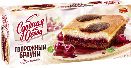 

Пирог Сдобная особа Творожный брауни с вишней 400 г