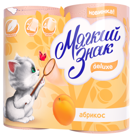 

Туалетная бумага Мягкий знак Deluxe Абрикос 2 слоя 4 рулона