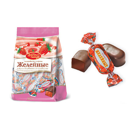Конфеты желейные Красный октябрь клубника со сливками