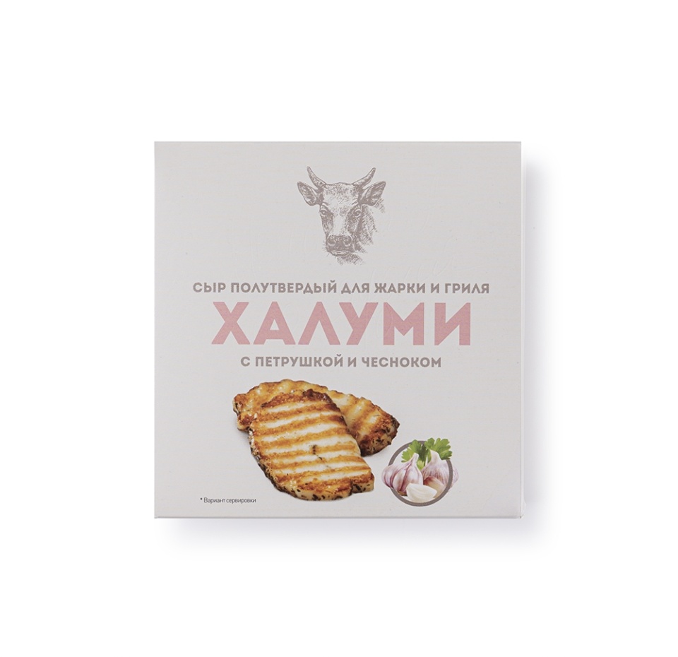 

Сыр полутвердый Халуми с петрушкой и чесноком м.д.ж. в с.в. 50% 100г, Россия