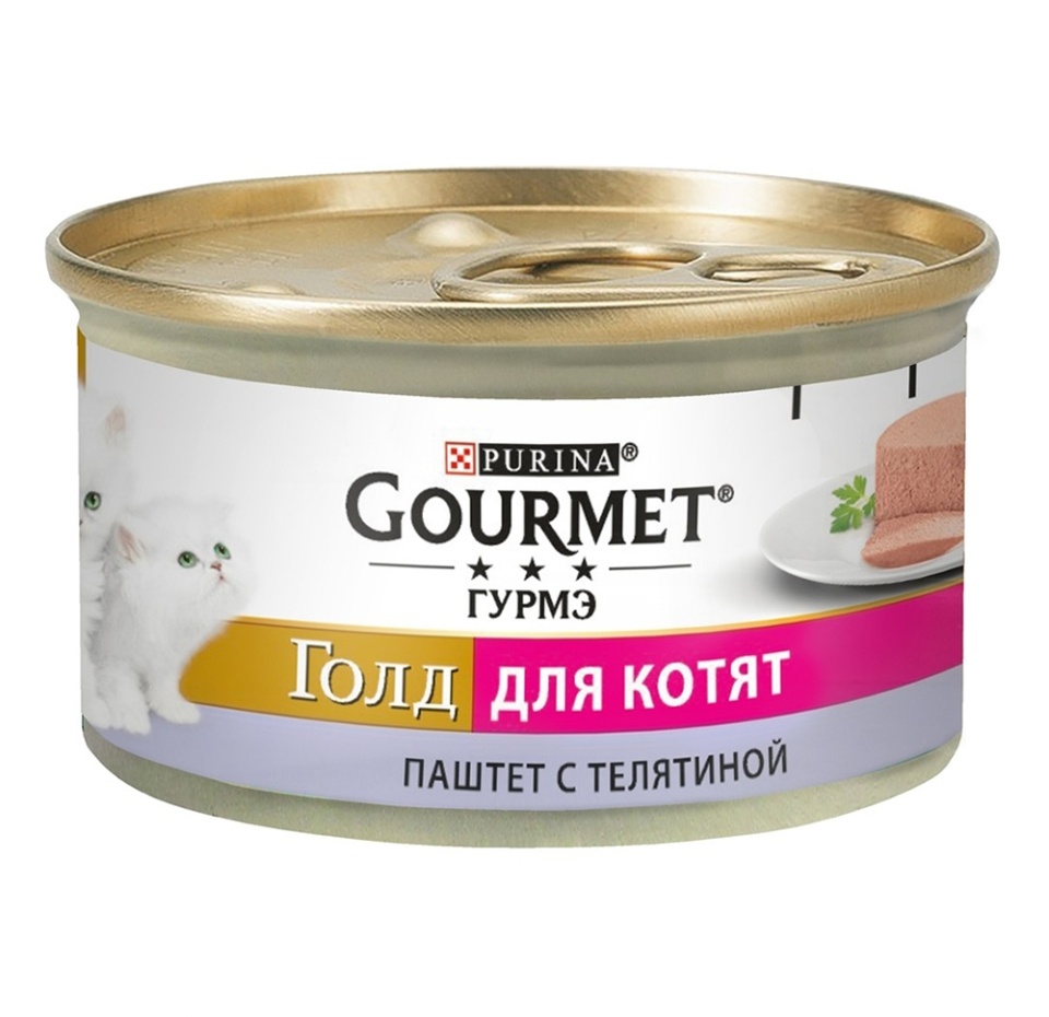 

Консервы для котят Гурмэ Gold Нежная начинка паштет телятина 85 г