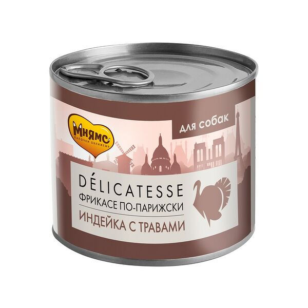 Корм для собак МНЯМС Фрикасе по-парижски индейка с травами банка 200г (упаковка - 12 шт)
