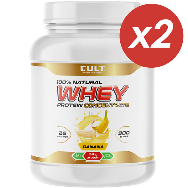 Cult 100% Whey Protein 75 (банан) 900г 2 шт