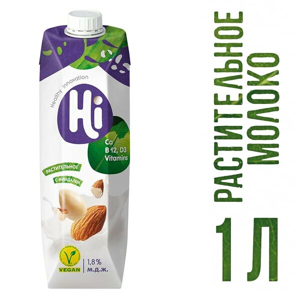 Напиток соевый Hi с миндалем 1.8% 1л