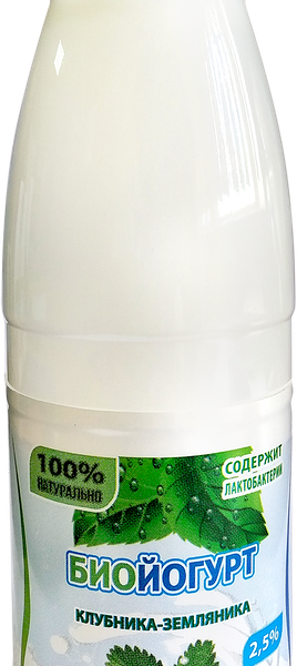 Биойогурт питьевой МК Новониколаевский с клубникой, земляника 2,5%, бзмж
