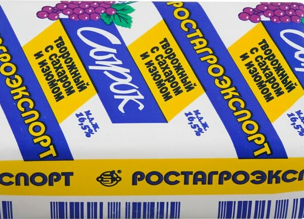 Сырок творожный Ростагроэкспорт с изюмом 16.5% 90г